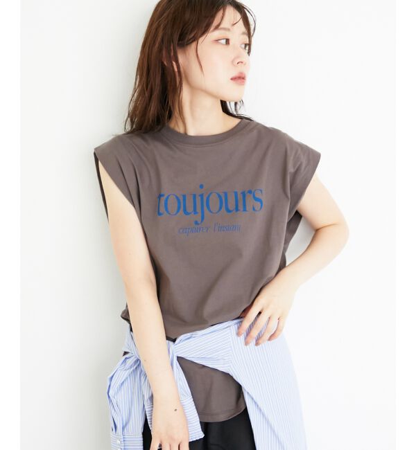  「toujoursロゴプリントフレンチTシャツ」|Tシャツ・カットソー|