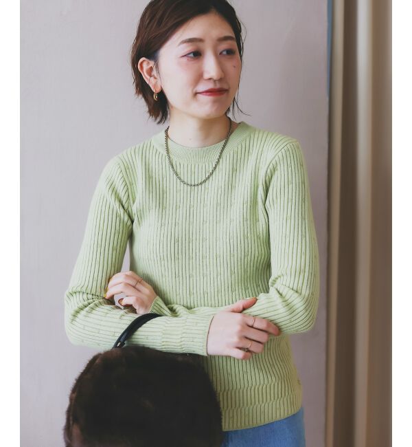  「《WEB限定アイテム》アイレットクルーリブニット」|ニット・セーター|