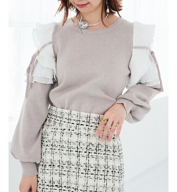 MAJESTICLEGON「プリーツフリルニット」|ニット・セーター|