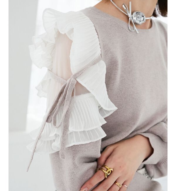 MAJESTICLEGON「プリーツフリルニット」|ニット・セーター|