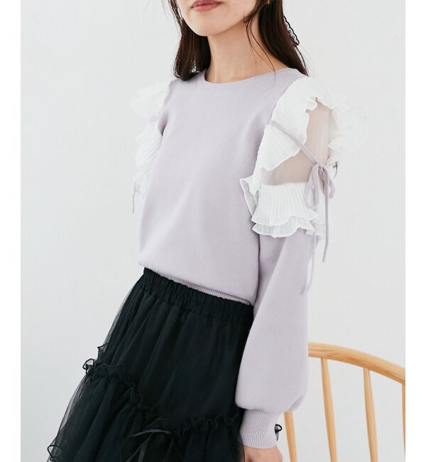 MAJESTICLEGON「プリーツフリルニット」|ニット・セーター|