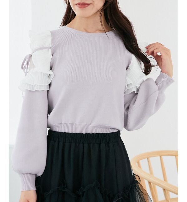 MAJESTICLEGON「プリーツフリルニット」|ニット・セーター|