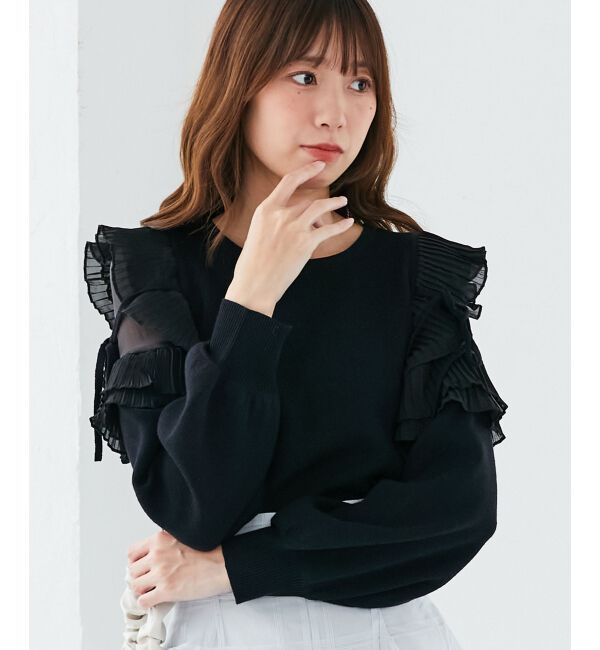 MAJESTICLEGON「プリーツフリルニット」|ニット・セーター|