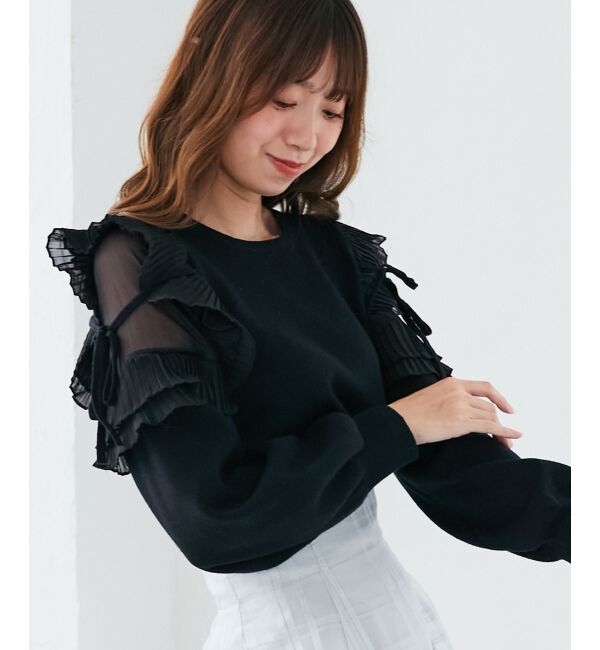 MAJESTICLEGON「プリーツフリルニット」|ニット・セーター|