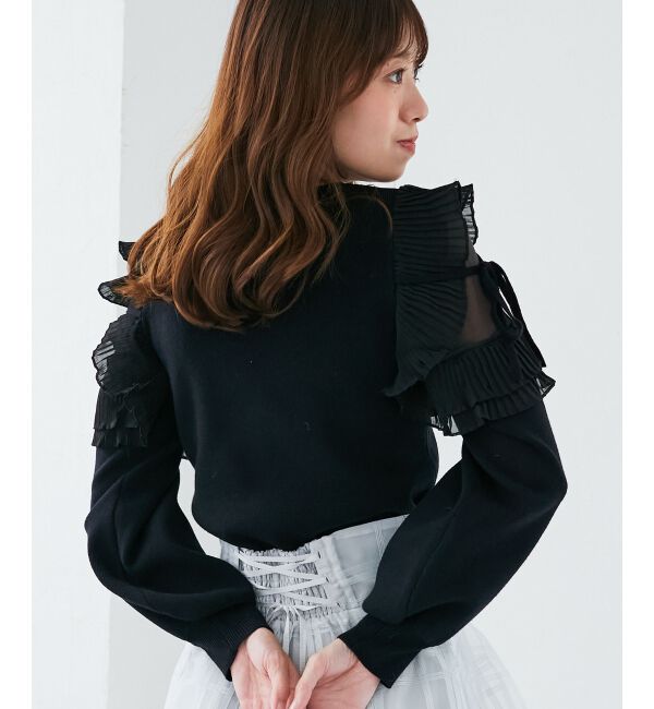 MAJESTICLEGON「プリーツフリルニット」|ニット・セーター|