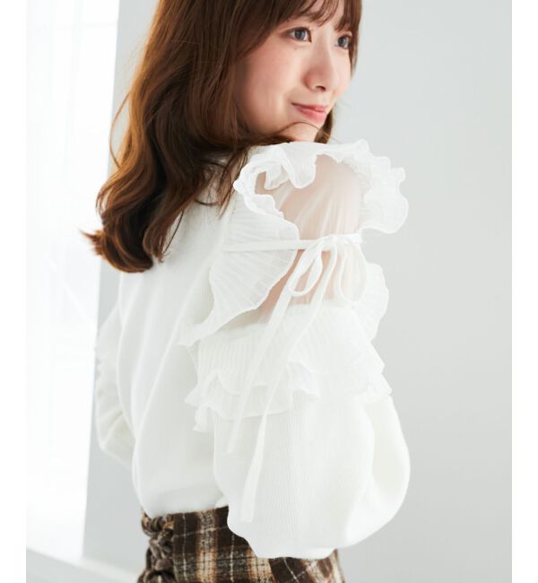 MAJESTICLEGON「プリーツフリルニット」|ニット・セーター|