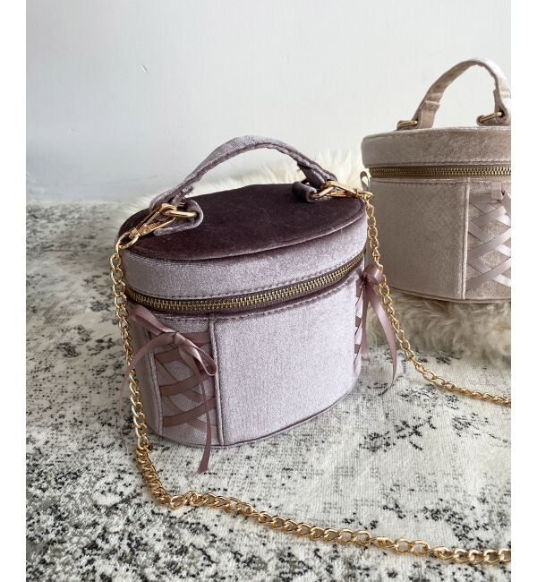 MAJESTICLEGON「レースアップベロアバニティバッグ」|ショルダー・メッセンジャー|