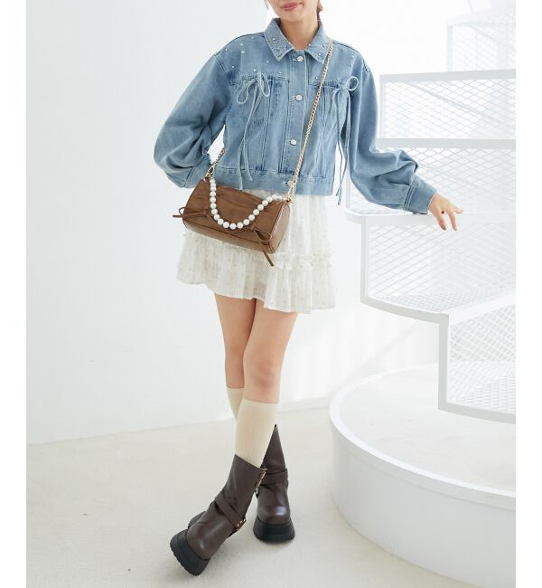 MAJESTICLEGON「パールチェーンセットWリボンバッグ」|ショルダー・メッセンジャー|