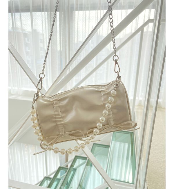 MAJESTICLEGON「パールチェーンセットWリボンバッグ」|ショルダー・メッセンジャー|