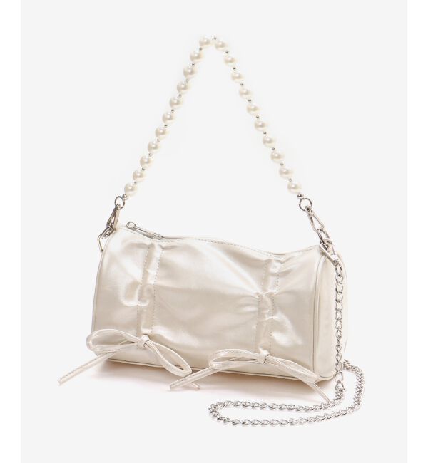 MAJESTICLEGON「パールチェーンセットWリボンバッグ」|ショルダー・メッセンジャー|