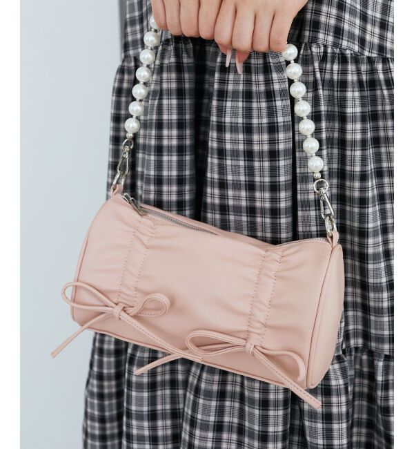 MAJESTICLEGON「パールチェーンセットWリボンバッグ」|ショルダー・メッセンジャー|