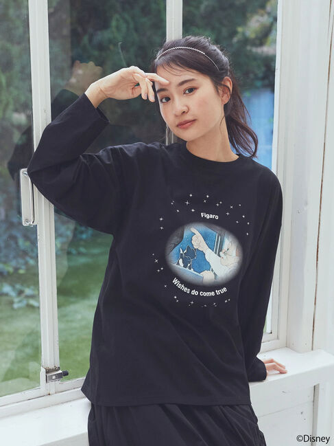 earth music&ecology「フィガロ/きらきらプリントロンT」|Tシャツ・カットソー|Black