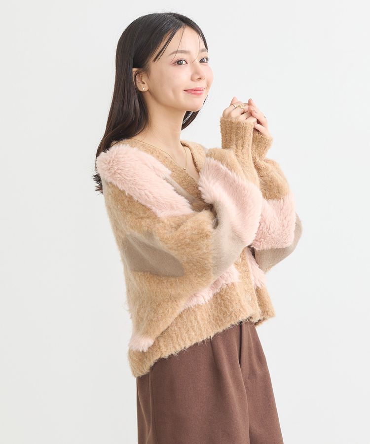 earth music&ecology「フェザーミックスインターシャカーディガン」|カーディガン|