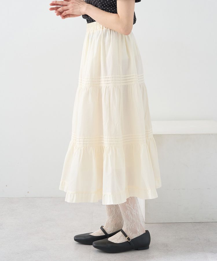 earth music&ecology「ピンタックティアードミディスカート」|フレア|