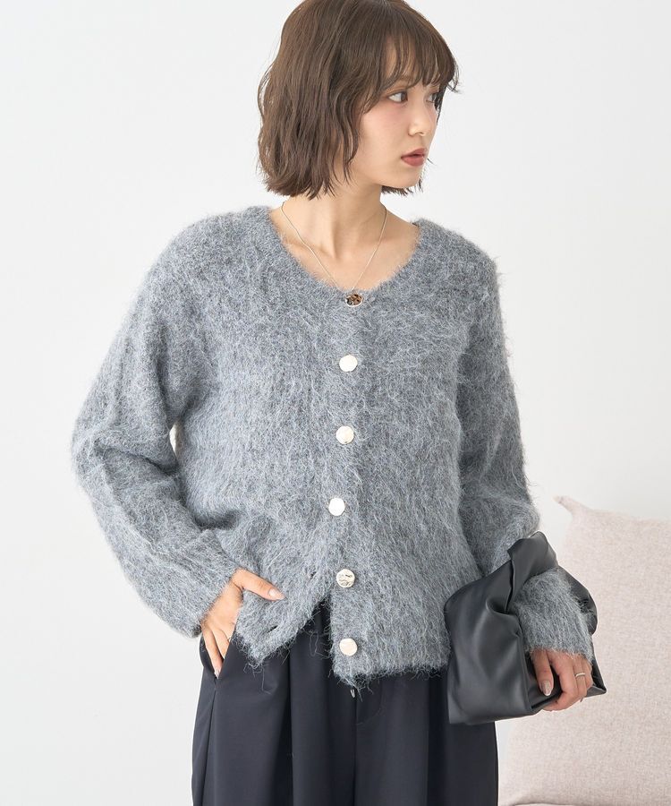 earth music&ecology「クルーネックシャギーカーディガン」|カーディガン|Gray