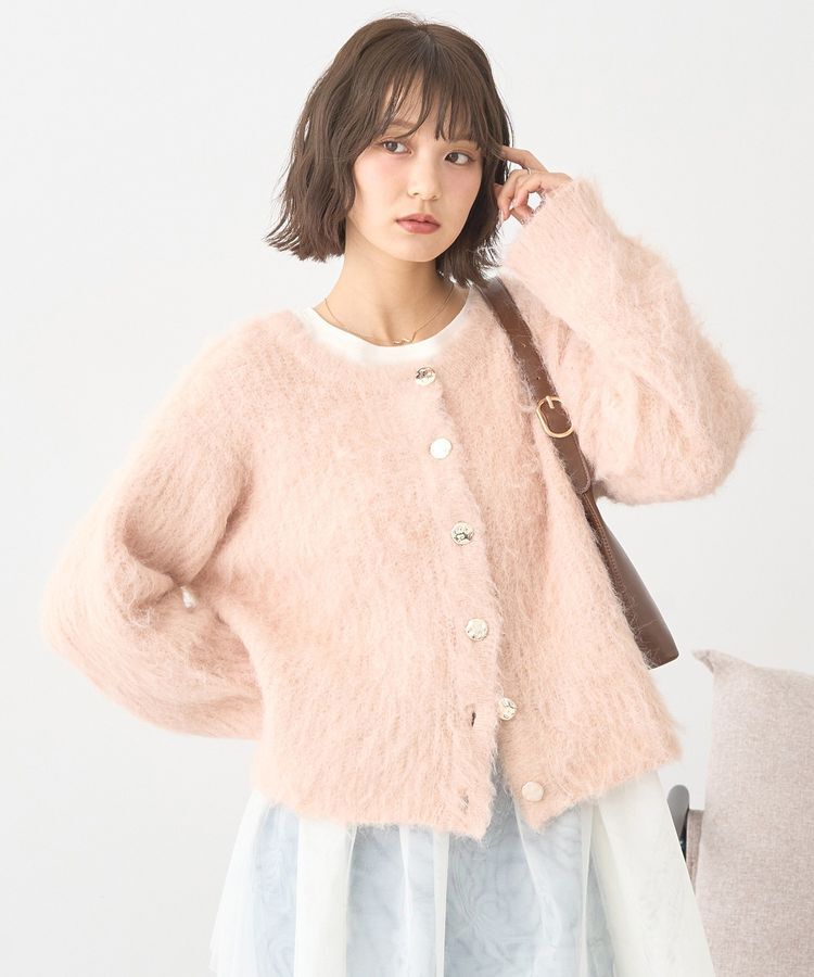 earth music&ecology「クルーネックシャギーカーディガン」|カーディガン|