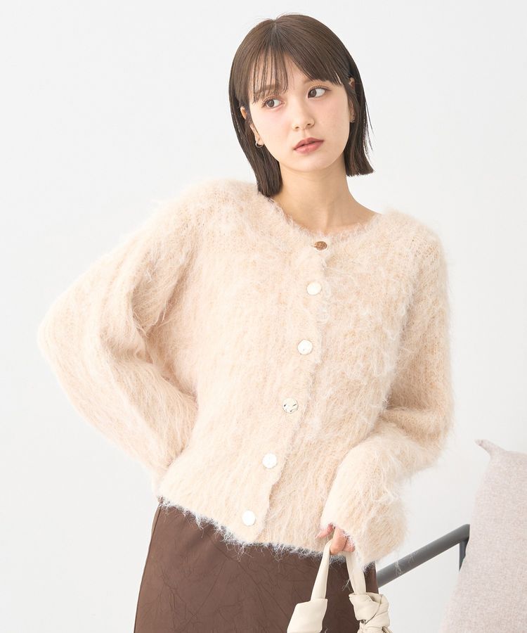 earth music&ecology「クルーネックシャギーカーディガン」|カーディガン|