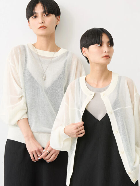 AMERICAN HOLIC「接触冷感2WAYシアーニットカーディガン」|カーディガン|Off White