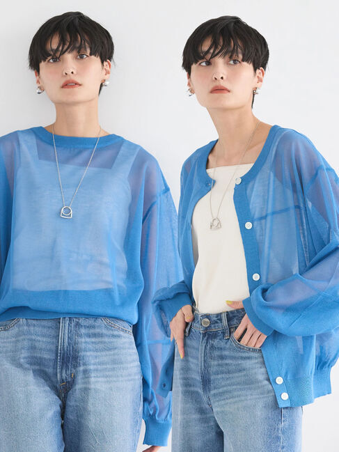 AMERICAN HOLIC「接触冷感2WAYシアーニットカーディガン」|カーディガン|Blue