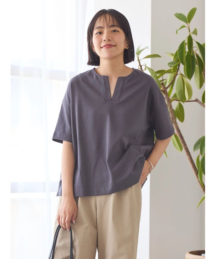 AMERICAN HOLIC「カフタン5分袖カットプルオーバー」|Tシャツ・カットソー|Charcoal Gray