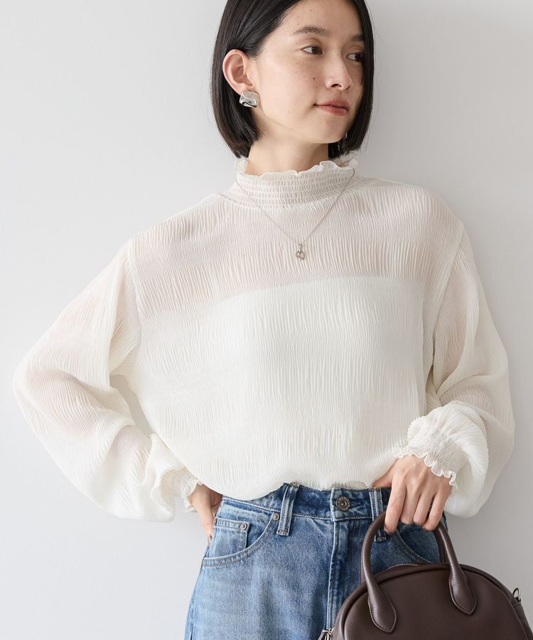AMERICAN HOLIC「マジョリカプリーツハイネックブラウス」|シャツ・ブラウス|Ivory