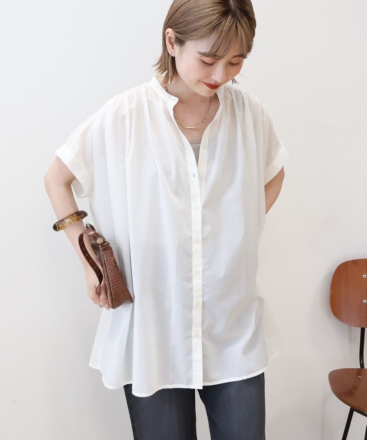 AMERICAN HOLIC「イージーケア 接触冷感フレンチスリーブギャザーシャツ」|シャツ・ブラウス|Ivory
