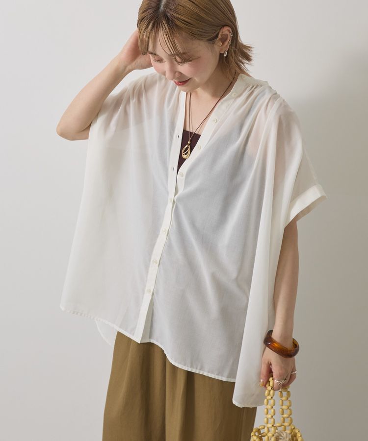 AMERICAN HOLIC「イージーケア 接触冷感フレンチスリーブギャザーシャツ」|シャツ・ブラウス|