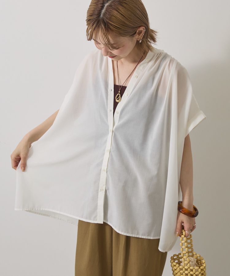 AMERICAN HOLIC「イージーケア 接触冷感フレンチスリーブギャザーシャツ」|シャツ・ブラウス|