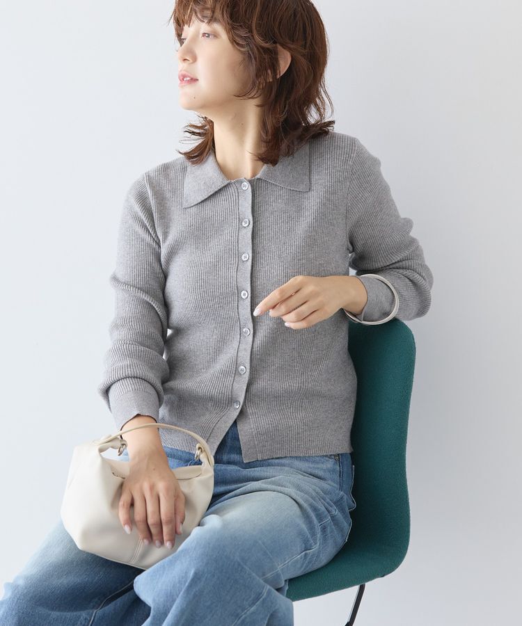 AMERICAN HOLIC「バイパチ襟付き前あきリブプルオーバー＜静電気軽減＞」|ニット・セーター|