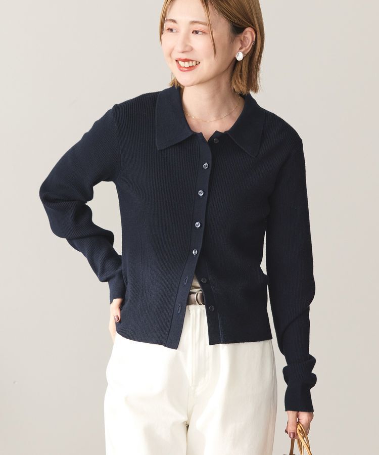 AMERICAN HOLIC「バイパチ襟付き前あきリブプルオーバー＜静電気軽減＞」|ニット・セーター|