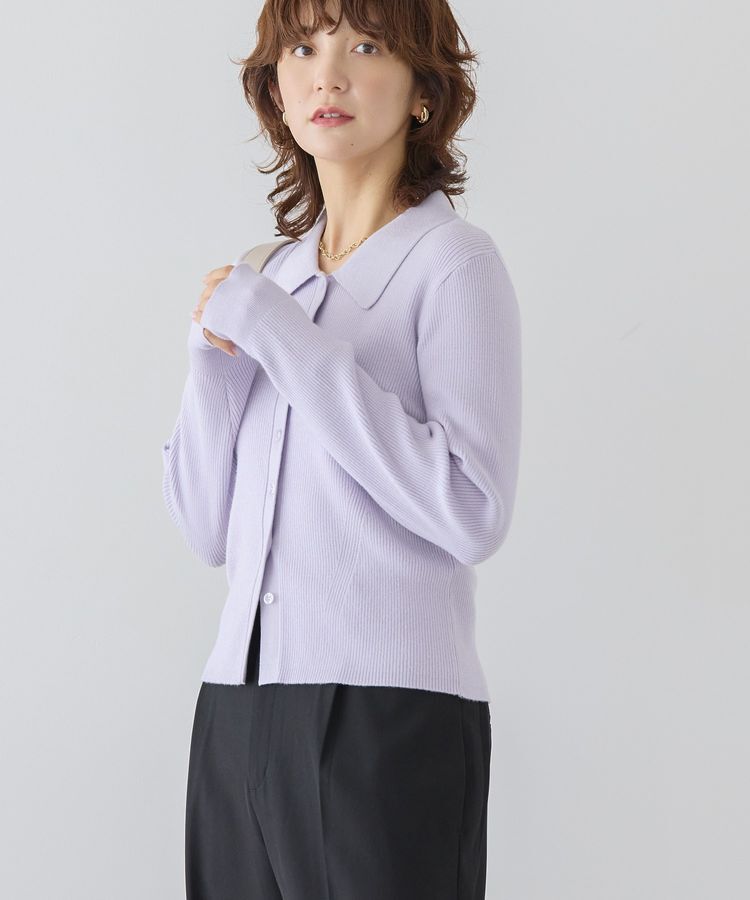 AMERICAN HOLIC「バイパチ襟付き前あきリブプルオーバー＜静電気軽減＞」|ニット・セーター|