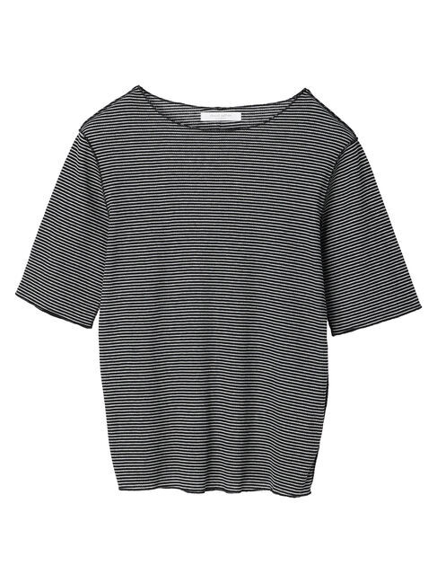 Green Parks「メローリブ5分袖ボーダープルオーバー」|Tシャツ・カットソー|