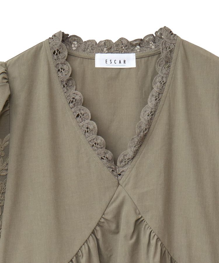 Green Parks「■ESCAR 刺繍スリーブギャザーワンピース」|ワンピース|