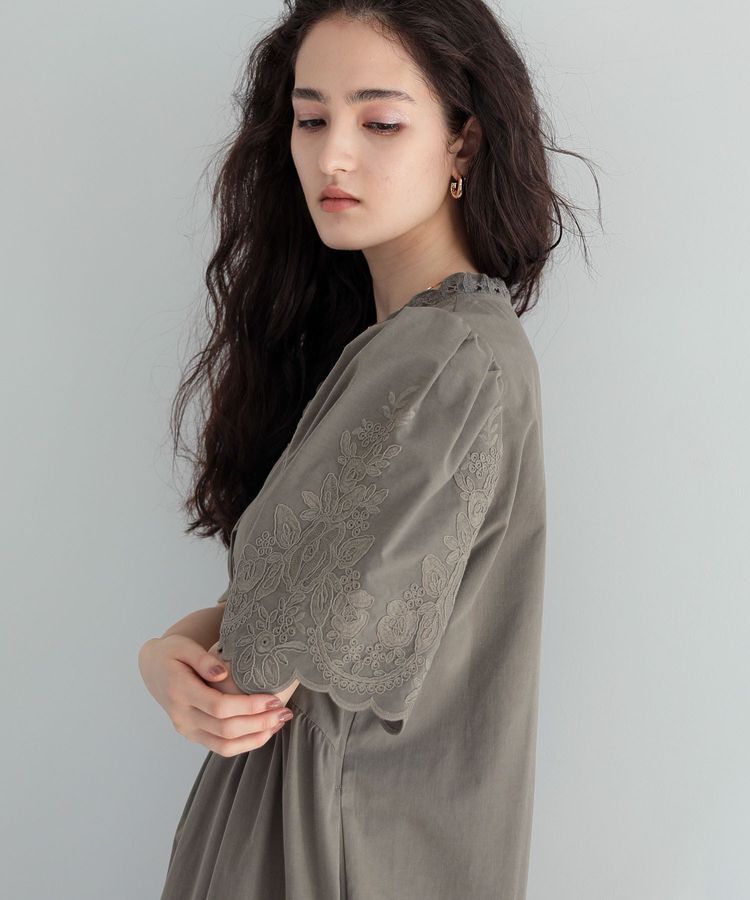 Green Parks「■ESCAR 刺繍スリーブギャザーワンピース」|ワンピース|