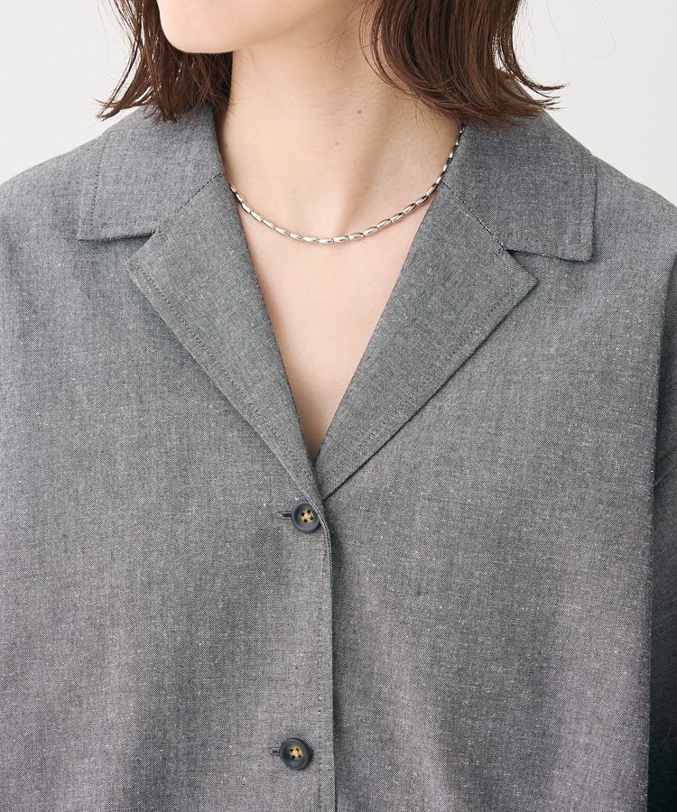 Green Parks「綿麻混裾ドロスト開襟シャツジャケット」|シャツ・ブラウス|