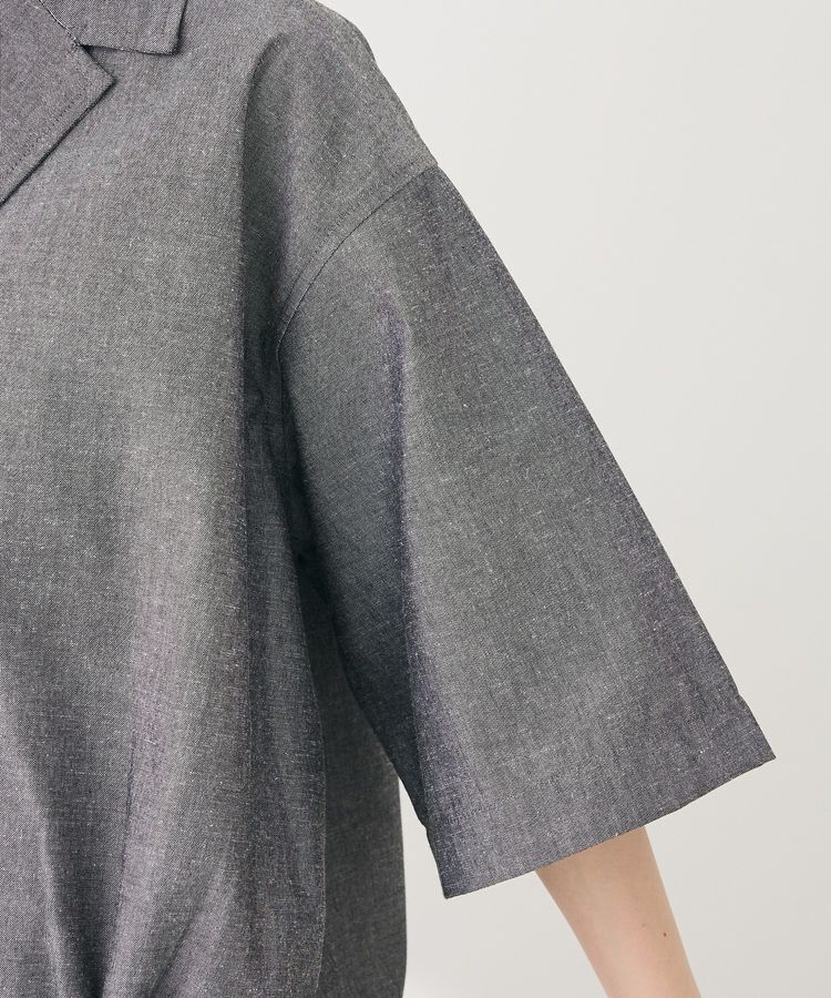 Green Parks「綿麻混裾ドロスト開襟シャツジャケット」|シャツ・ブラウス|