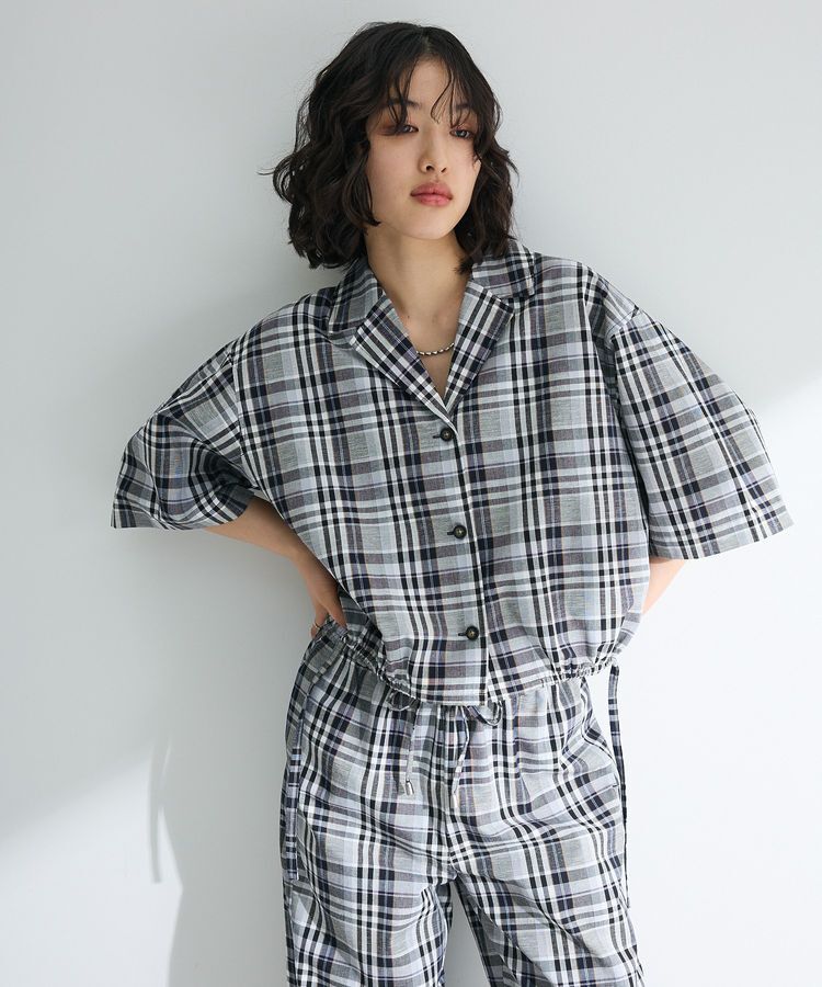 Green Parks「綿麻混裾ドロスト開襟シャツジャケット」|シャツ・ブラウス|