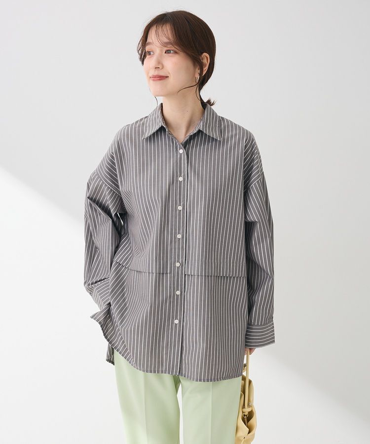 Green Parks「ラメストライプタックシャツチュニック」|シャツ・ブラウス|