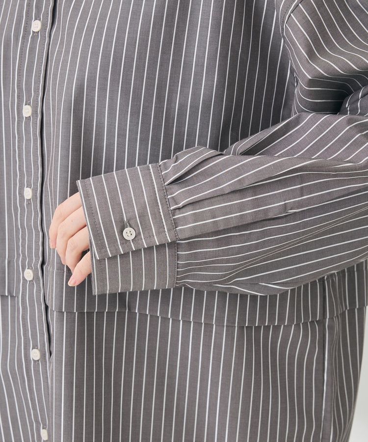 Green Parks「ラメストライプタックシャツチュニック」|シャツ・ブラウス|