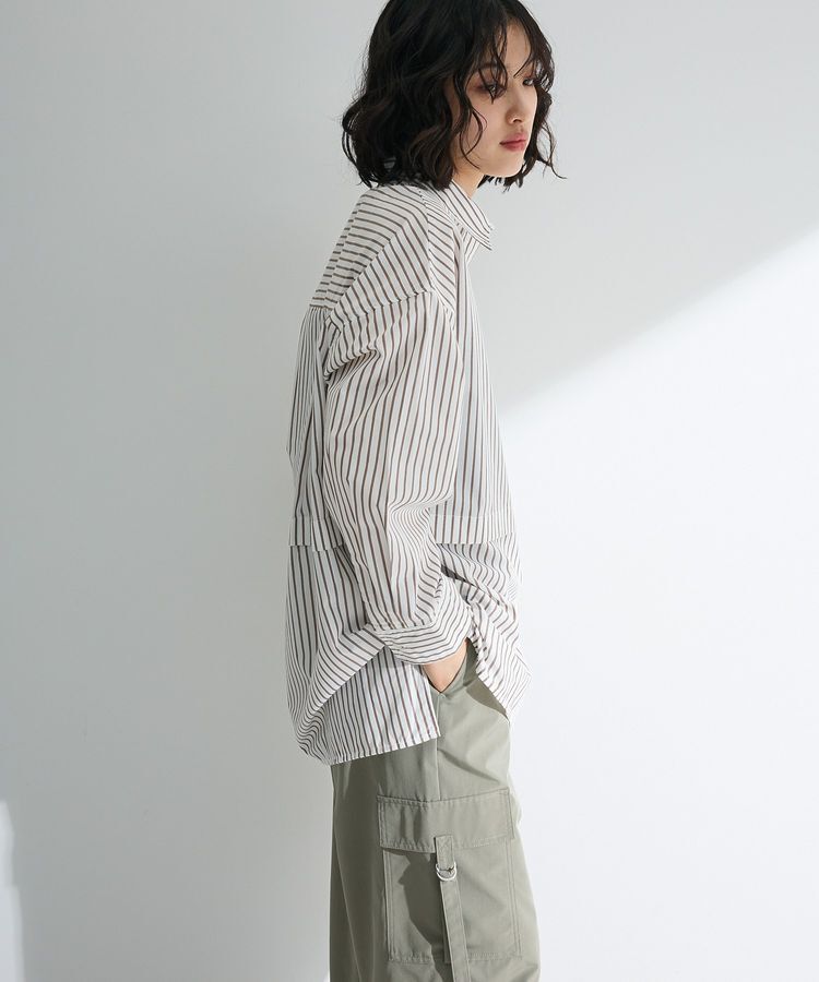 Green Parks「ラメストライプタックシャツチュニック」|シャツ・ブラウス|