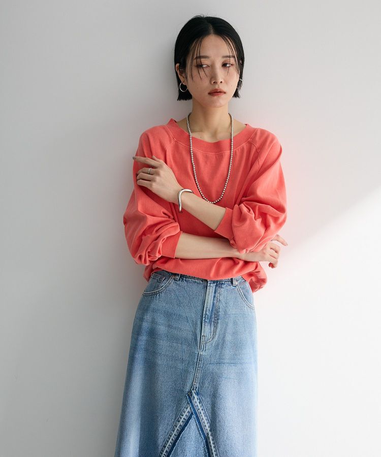 Green Parks「ピグメントボートネックプルオーバー」|Tシャツ・カットソー|Pink