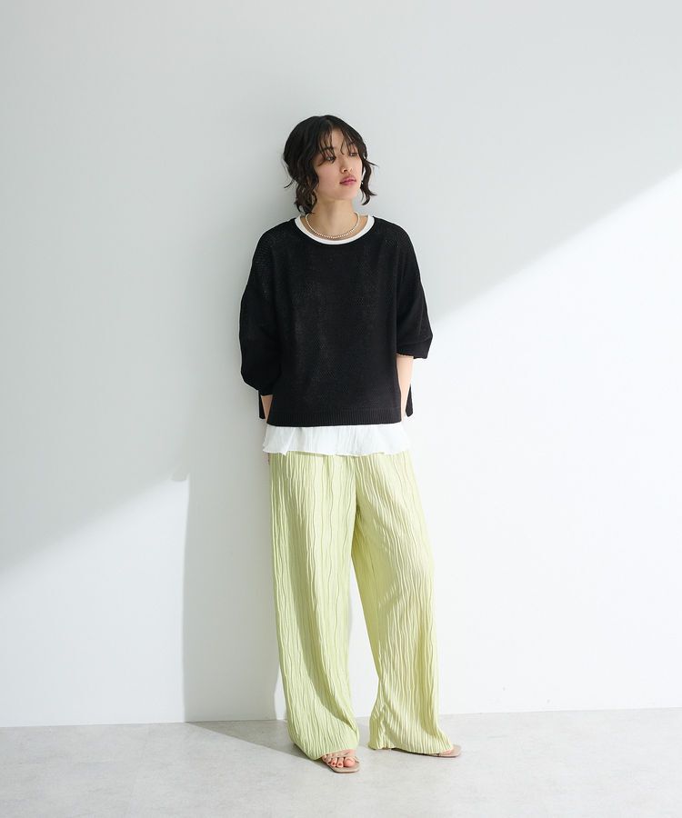 Green Parks「かのこボートネック7分袖ニットプルオーバー」|ニット・セーター|