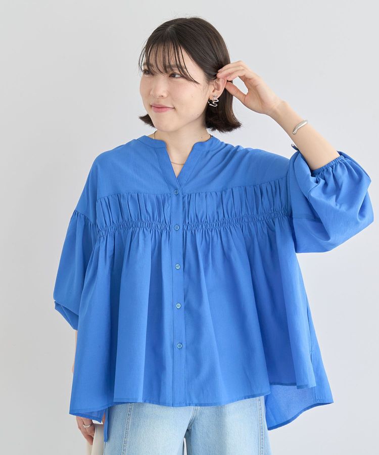 armonia「シャーリングスキッパーシャツ」|シャツ・ブラウス|Blue