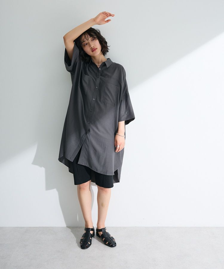 Green Parks「7分袖ミディ丈シャツワンピース」|ワンピース|