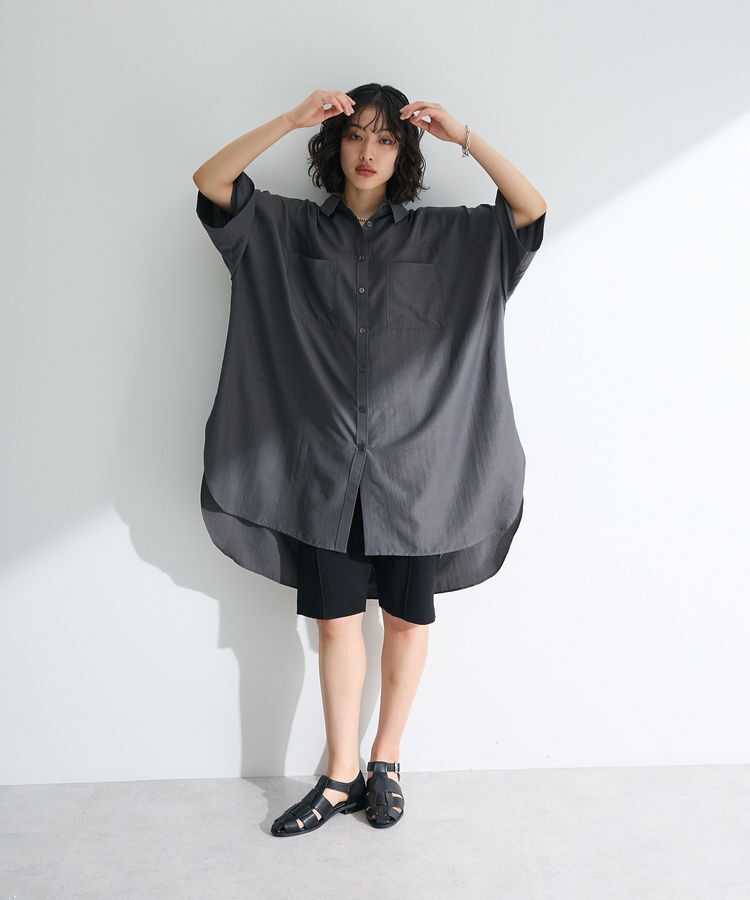 Green Parks「7分袖ミディ丈シャツワンピース」|ワンピース|