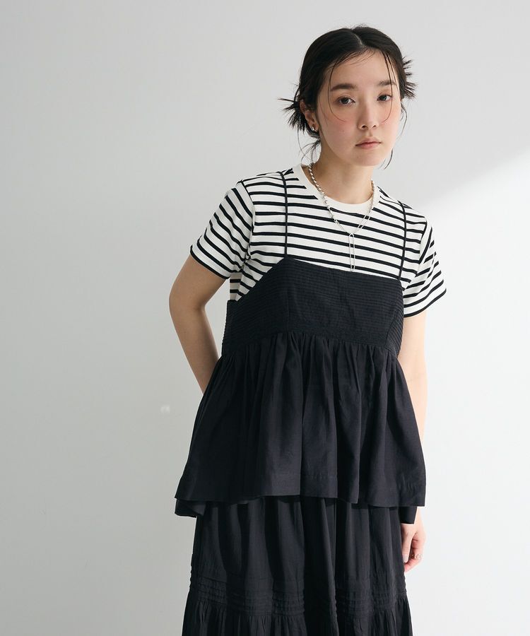 Green Parks「インド綿 ピンタックレースビスチェ」|キャミソール|