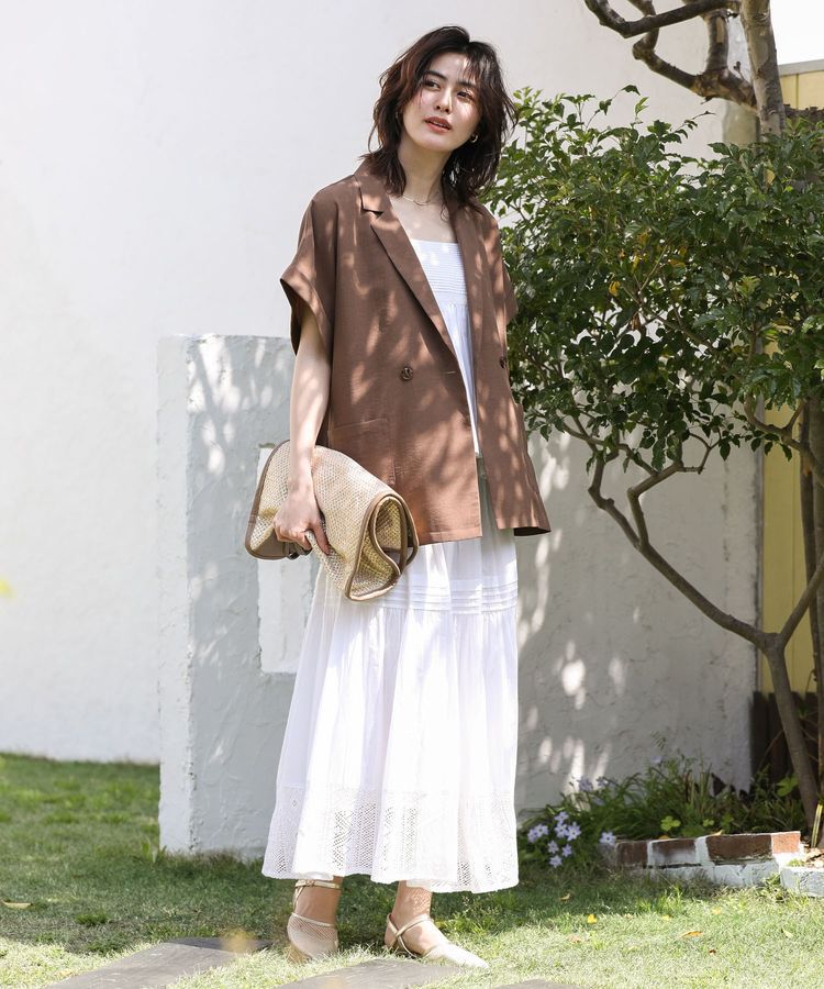 Green Parks「インド綿 ピンタックレースビスチェ」|キャミソール|