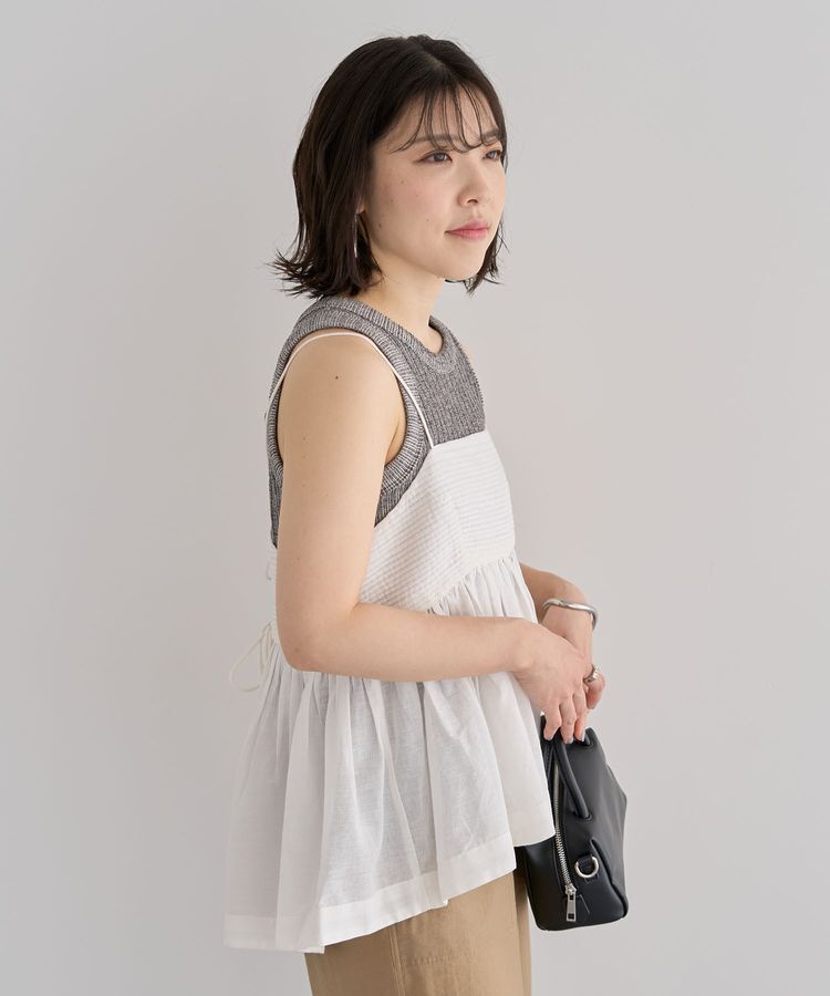 Green Parks「インド綿 ピンタックレースビスチェ」|キャミソール|