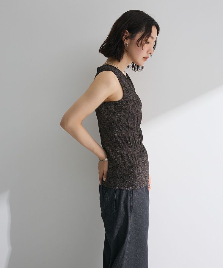 Green Parks「・Petit Fleur シャーリングラメタンクトップ」|キャミソール|