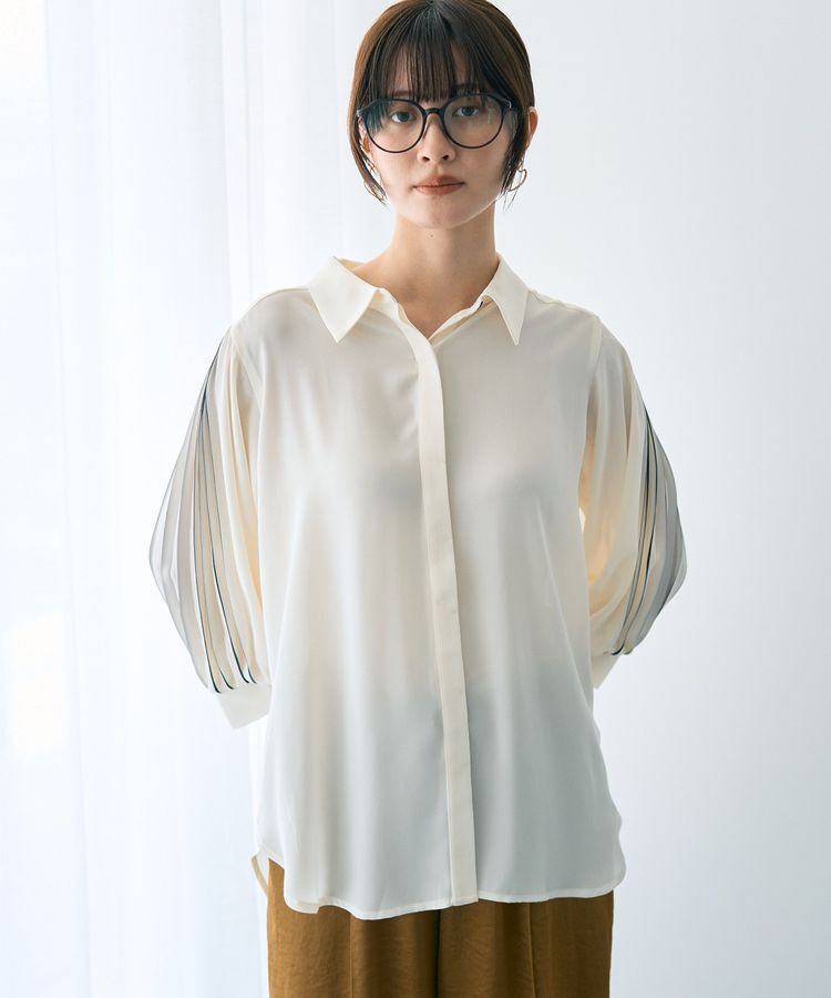 YECCA VECCA「ラインプリーツスリーブシャツ」|シャツ・ブラウス|Off White